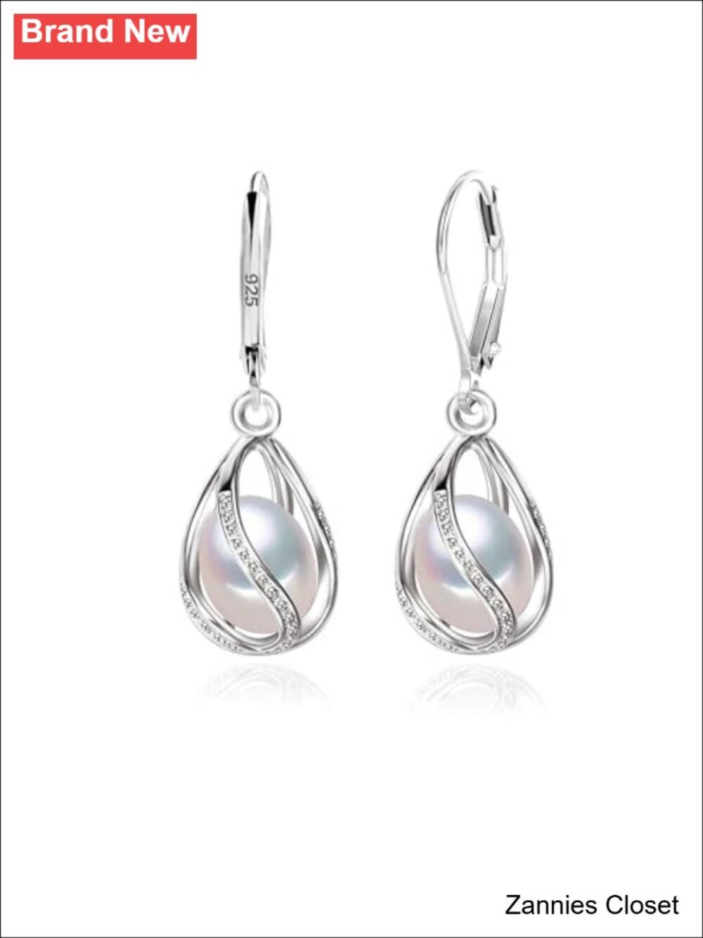 ✨ 18K Gold Plated Caged Pearl Dangle Drop Earrings for Women Lightweight